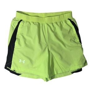 Men’s Under Armour Lined Neon Yellow Green Athletic Shorts